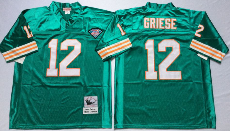 Men NFL Miami Dolphins 12 Griese green Mitchell Ness jerseys